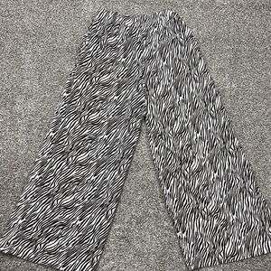 Angie Pants Womens Small Zebra Wide Leg Button Fly Bold Statement‎  Lagenlook
